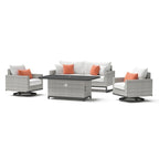 Set Milo Grey 4 pezzi Sunbrella per esterni con movimento e fuoco
