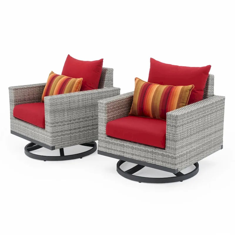 Set Milo Grey 4 pezzi Sunbrella per esterni con movimento e fuoco