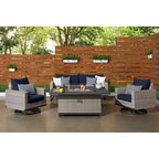 Set Milo Grey 4 pezzi Sunbrella per esterni con movimento e fuoco