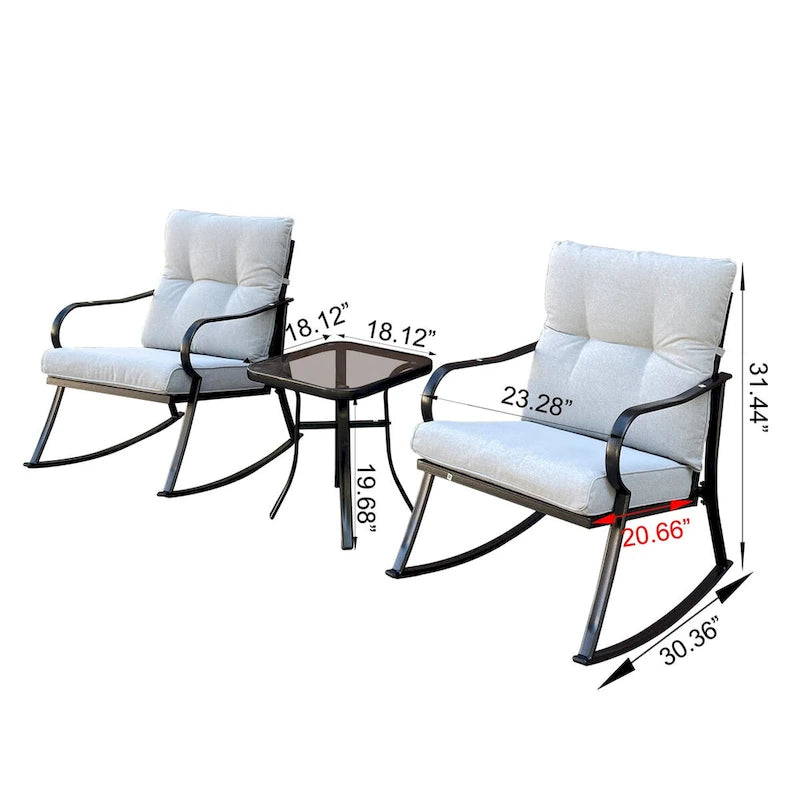 Set Sedia a Dondolo e Tavolino da Tè Bianco Sporco