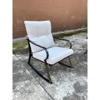 Set Sedia a Dondolo e Tavolino da Tè Bianco Sporco