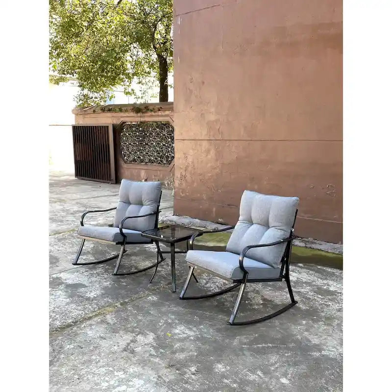Set Sedia a Dondolo e Tavolino da Tè Bianco Sporco