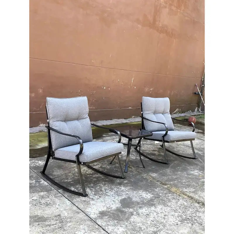 Set Sedia a Dondolo e Tavolino da Tè Bianco Sporco