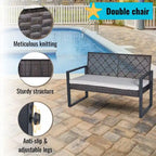Set da conversazione di 4 mobili da giardino da esterno con piano tavolo in legno di acacia per balcone, portico, giardino, prato