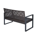 Set da conversazione di 4 mobili da giardino da esterno con piano tavolo in legno di acacia per balcone, portico, giardino, prato
