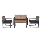 Set da conversazione di 4 mobili da giardino da esterno con piano tavolo in legno di acacia per balcone, portico, giardino, prato