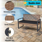 Set da conversazione di 4 mobili da giardino da esterno con piano tavolo in legno di acacia per balcone, portico, giardino, prato