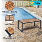 Set da conversazione di 4 mobili da giardino da esterno con piano tavolo in legno di acacia per balcone, portico, giardino, prato