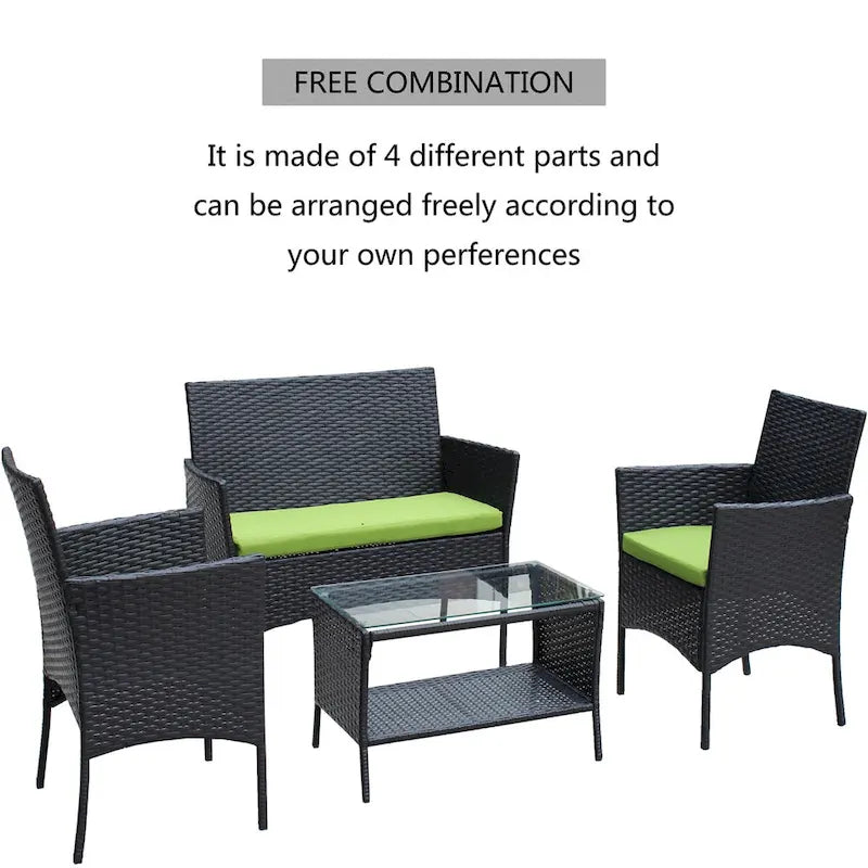 Set di mobili da giardino in rattan (4 pezzi)