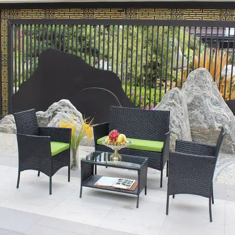 Set di mobili da giardino in rattan (4 pezzi)
