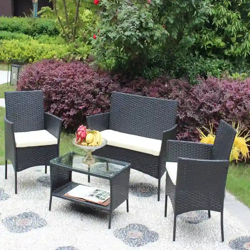 Set di mobili da giardino in rattan (4 pezzi)