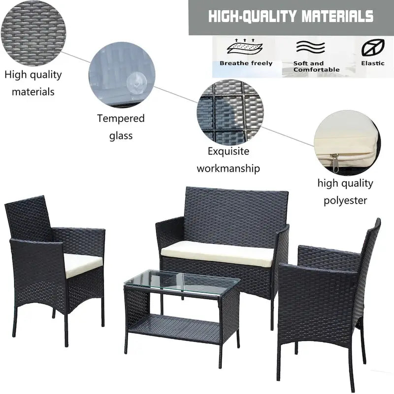 Set di mobili da giardino in rattan (4 pezzi)