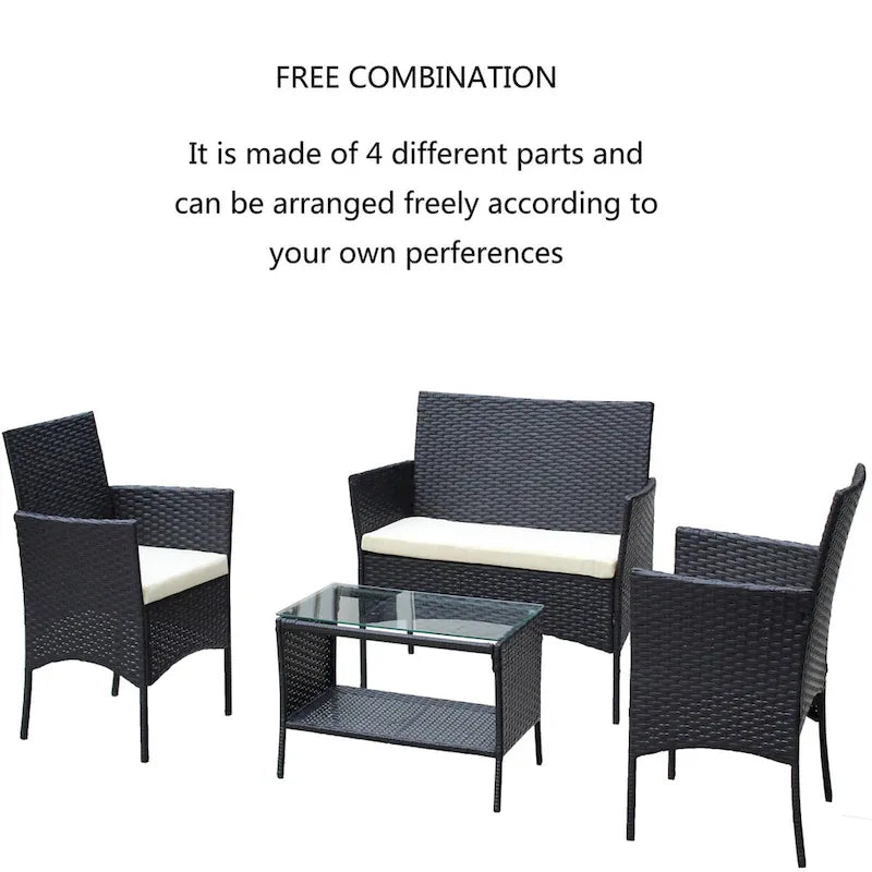 Set di mobili da giardino in rattan (4 pezzi)