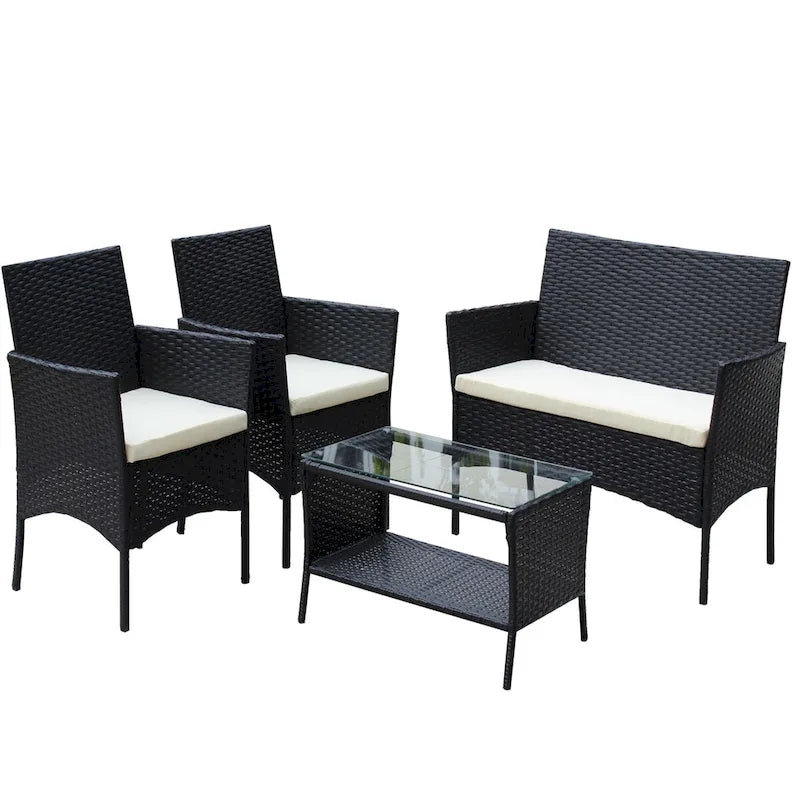 Set di mobili da giardino in rattan (4 pezzi)