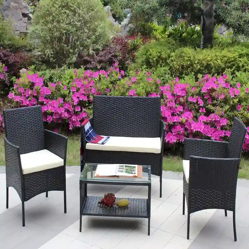 Set di mobili da giardino in rattan (4 pezzi)