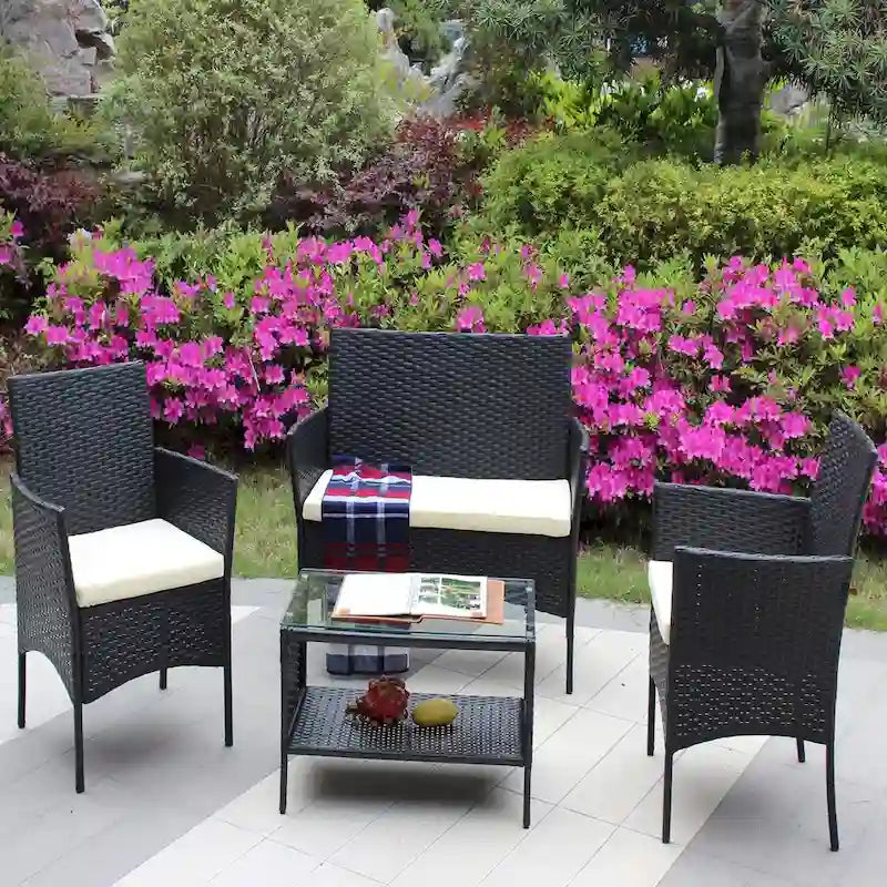 Set di mobili da giardino in rattan (4 pezzi)