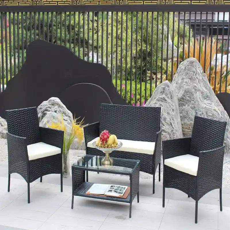 Set di mobili da giardino in rattan (4 pezzi)