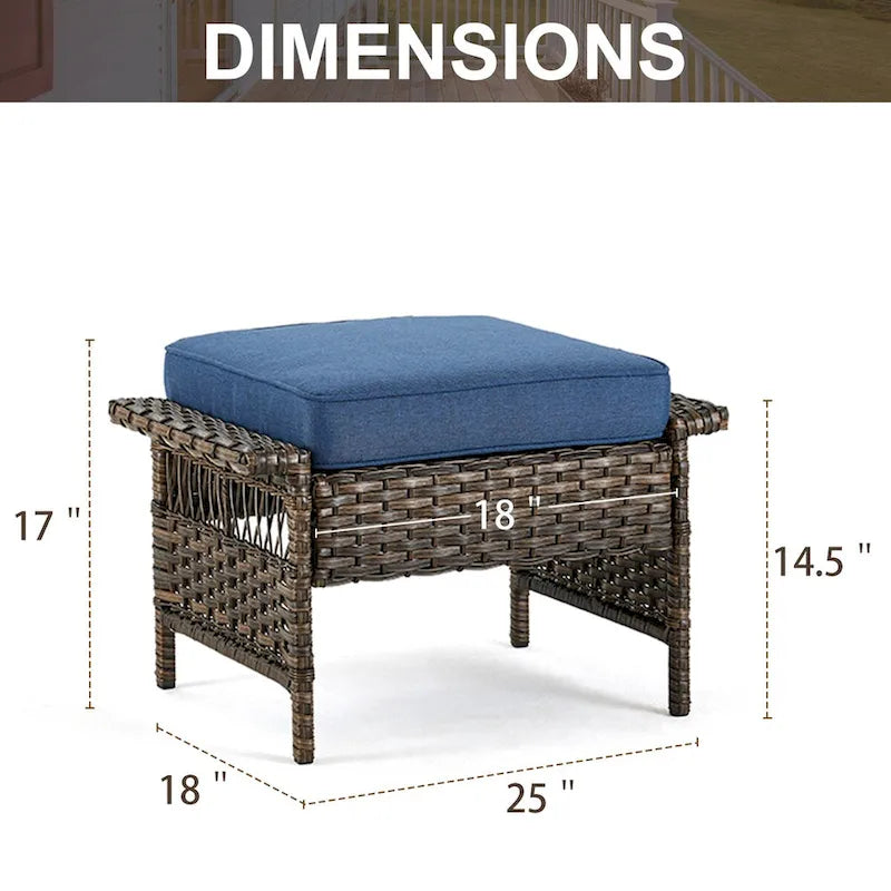 Gymojoy Poggiapiedi/Ottomana da esterno in vimini e rattan - Marrone