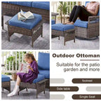 Gymojoy Poggiapiedi/Ottomana da esterno in vimini e rattan - Marrone