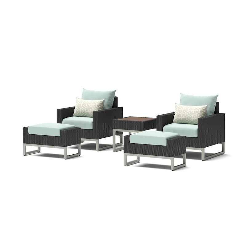 Set Milo Espresso 5 Pezzi con Poltrone da Esterno Sunbrella per Patio