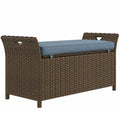 27 Gallon 2-In-1 Patio Wicker Storage Bench with Handles and Cushion