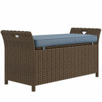 27 Gallon 2-In-1 Patio Wicker Storage Bench with Handles and Cushion