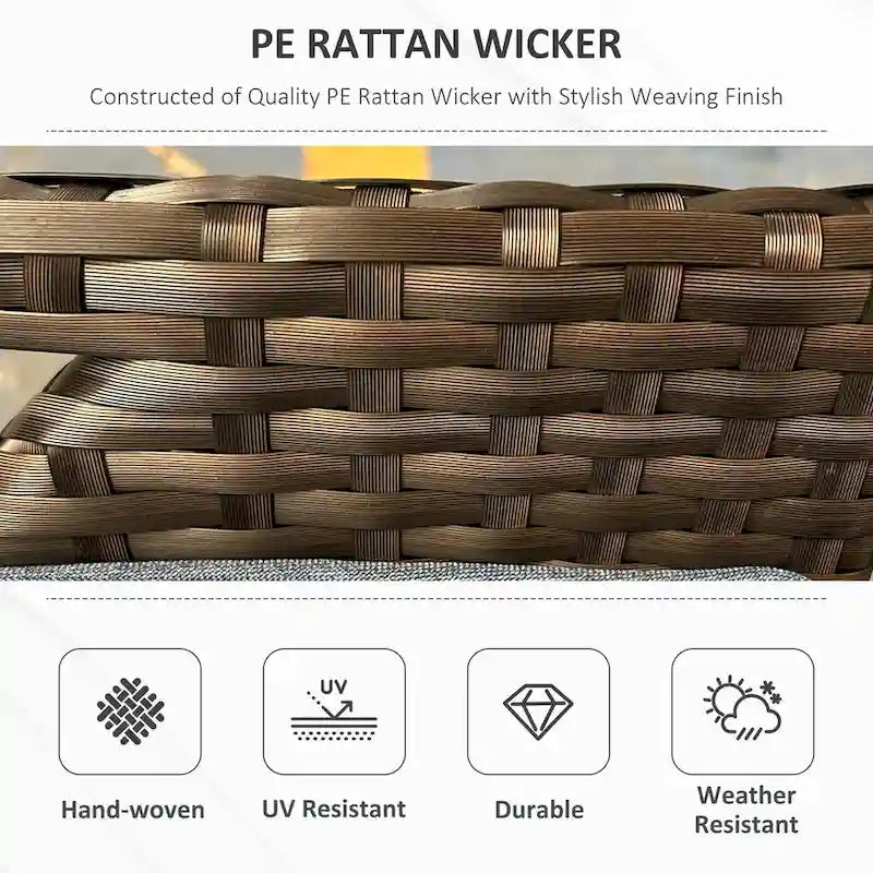 Panca Contenitore 2-in-1 da Esterno in Rattan da 100 Litri con Maniglie e Cuscino