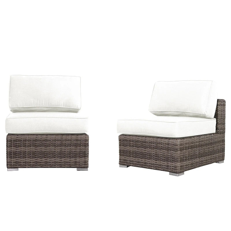 LSI Arelys - Salotto da esterno in vimini e rattan completamente assemblato con 4 posti a sedere e cuscini