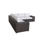 LSI Arelys - Salotto da esterno in vimini e rattan completamente assemblato con 4 posti a sedere e cuscini