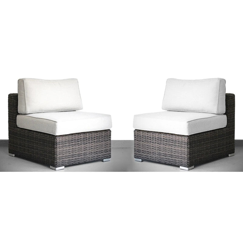 LSI Arelys - Salotto da esterno in vimini e rattan completamente assemblato con 4 posti a sedere e cuscini
