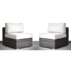 LSI Arelys - Salotto da esterno in vimini e rattan completamente assemblato con 4 posti a sedere e cuscini