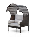 Divano singolo in Rattan con Tettuccio, Elegante Divano in Vimini da Esterno