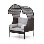 Divano singolo in Rattan con Tettuccio, Elegante Divano in Vimini da Esterno