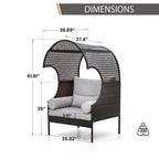 Divano singolo in Rattan con Tettuccio, Elegante Divano in Vimini da Esterno