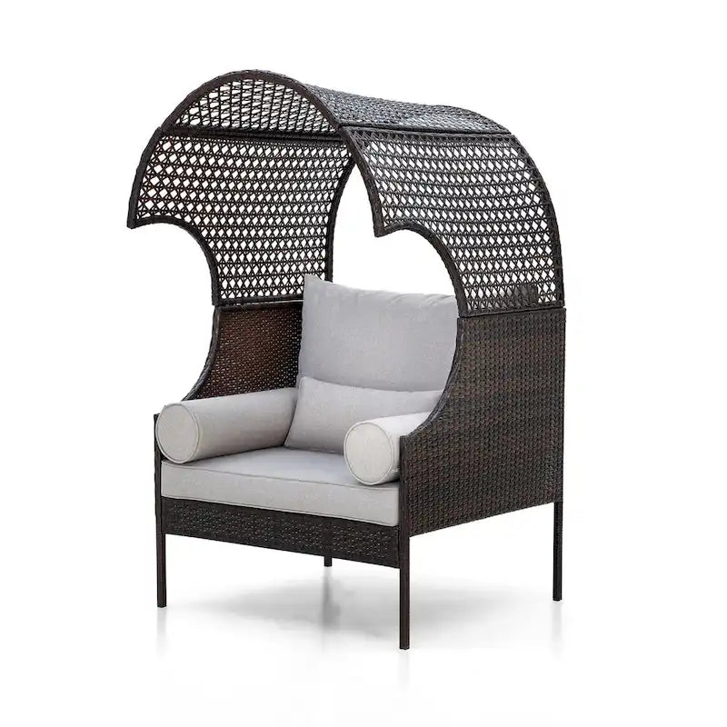 Divano singolo in Rattan con Tettuccio, Elegante Divano in Vimini da Esterno