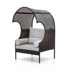 Divano singolo in Rattan con Tettuccio, Elegante Divano in Vimini da Esterno