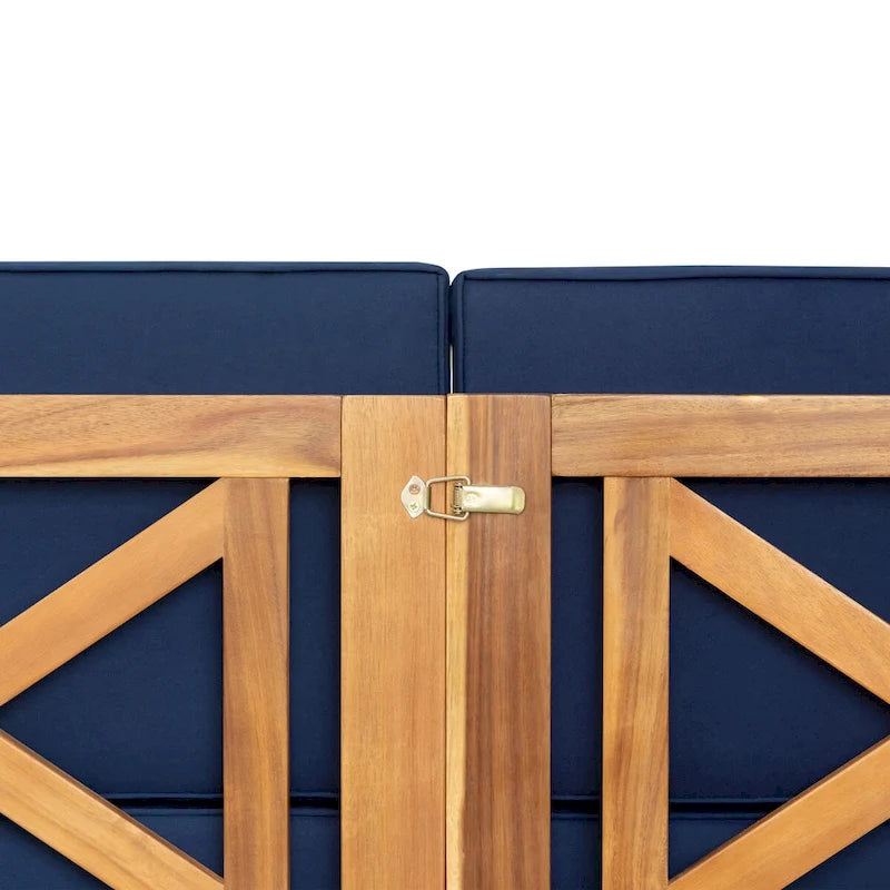 Set divano componibile da esterno 5 pezzi in legno naturale di acacia con tessuto idrorepellente