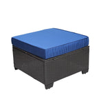 Set di divani da esterno a 7 pezzi per giardino e patio, nero + blu scuro, con tavolino da caffè, telaio in metallo resistente alla ruggine