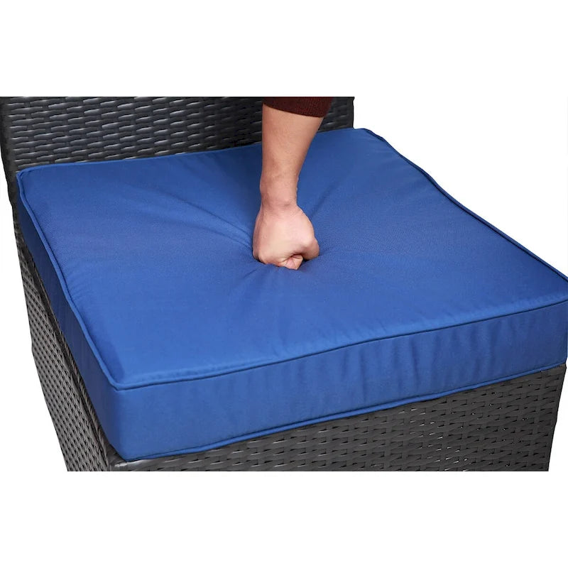 Set di divani da esterno a 7 pezzi per giardino e patio, nero + blu scuro, con tavolino da caffè, telaio in metallo resistente alla ruggine