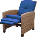 Sdraio Reclinabile Blu in Vimini per Esterni con Cuscino Blu1 Sedia - N/D