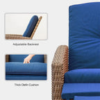 Sdraio Reclinabile Blu in Vimini per Esterni con Cuscino Blu1 Sedia - N/D