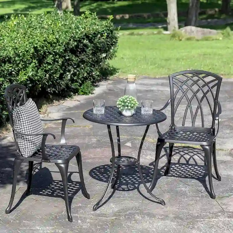 Set tavolo e sedie da bistrò in alluminio pressofuso per patio con