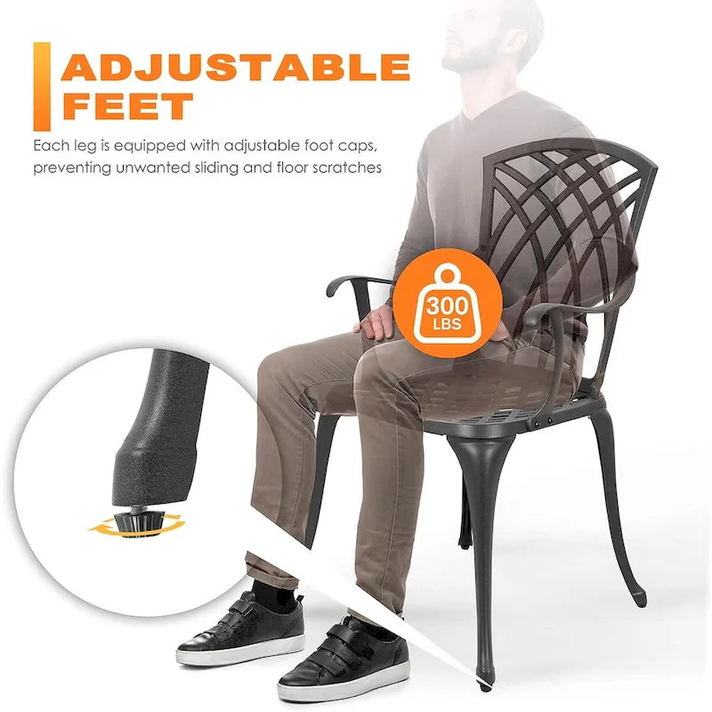 Set tavolo e sedie da bistrò in alluminio pressofuso per patio con