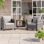BONOSUKI Set Divano da Giardino 3 Pezzi in Rattan Grigio con Tavolino Laterale