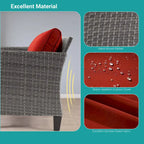 BONOSUKI Set Divano da Giardino 3 Pezzi in Rattan Grigio con Tavolino Laterale