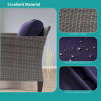 BONOSUKI Set Divano da Giardino 3 Pezzi in Rattan Grigio con Tavolino Laterale