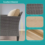 BONOSUKI Set Divano da Giardino 3 Pezzi in Rattan Grigio con Tavolino Laterale