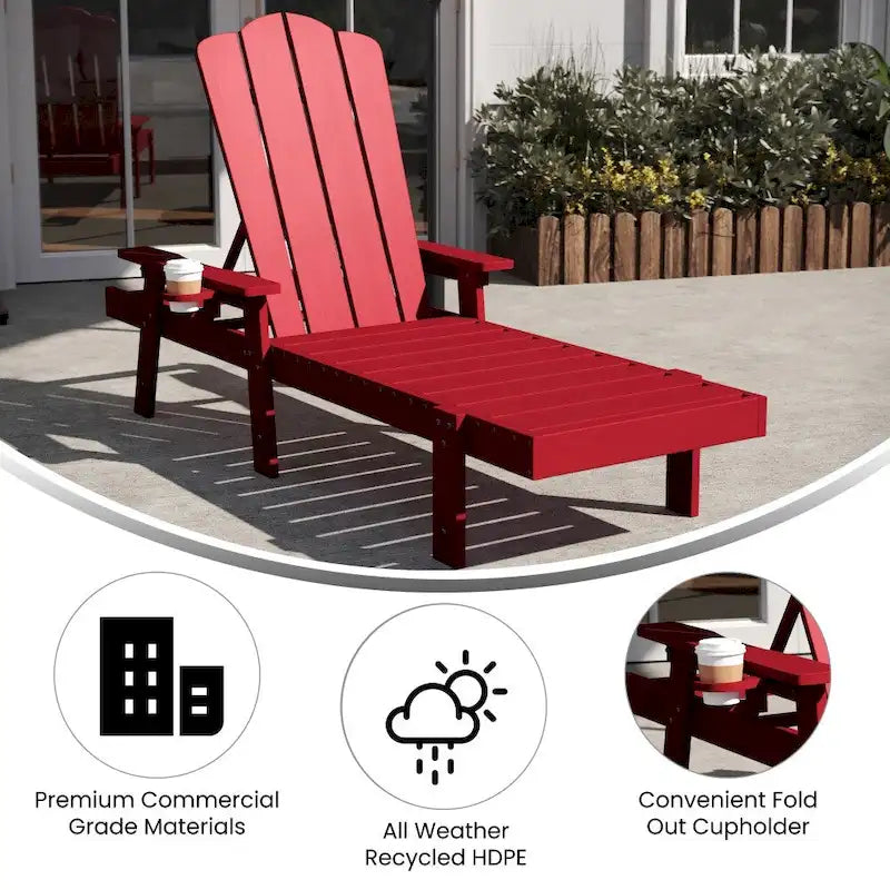 Sdraio Adirondack Regolabile da Interno-Esterno con Portabicchieri Pieghevole