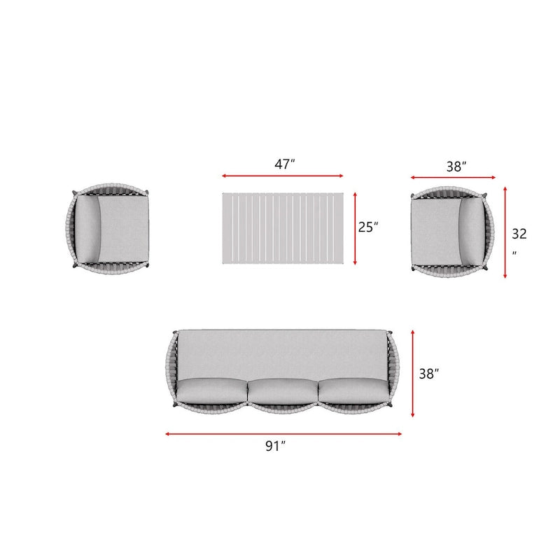 Set da salotto Kamari da 4 pezzi