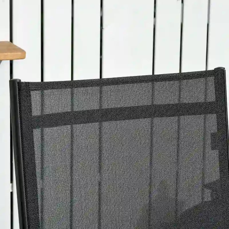 Outsunny Lettino Prendisole da Esterno, Sdraio Reclinabile 2 Pezzi con Ruote, Sedia Prendisole con 5 Posizioni Regolabili